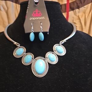 Paparazzi Silver Necklace with Blue Accents